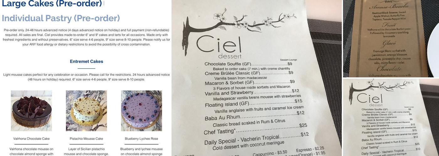 Ciel Dessert Menu