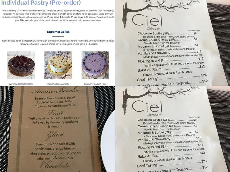 Ciel Dessert Menu