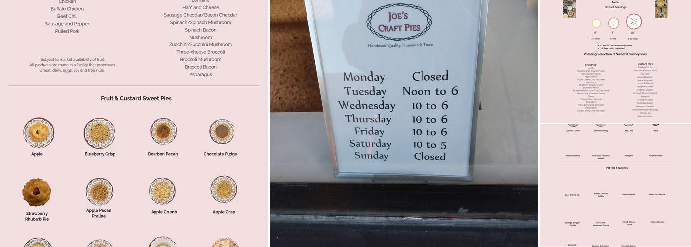 Joe's Craft Pies Menu