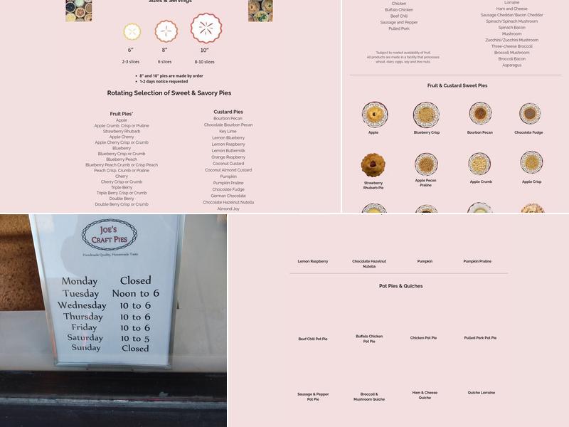 Joe's Craft Pies Menu