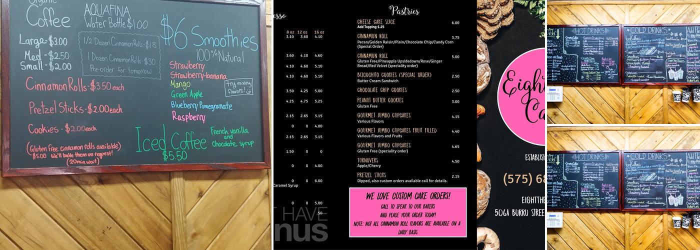 Eight the Cake, LLC Menu
