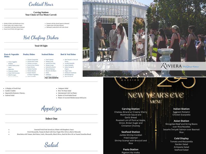 Riviera Waterfront Mansion Menu