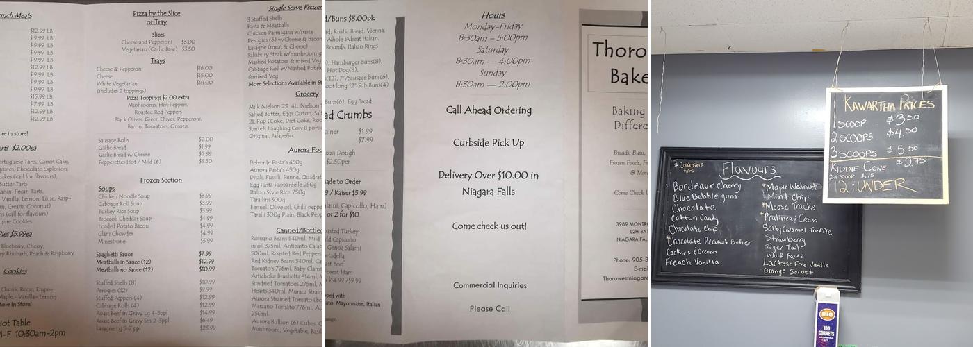 Thorowest Bakery Menu