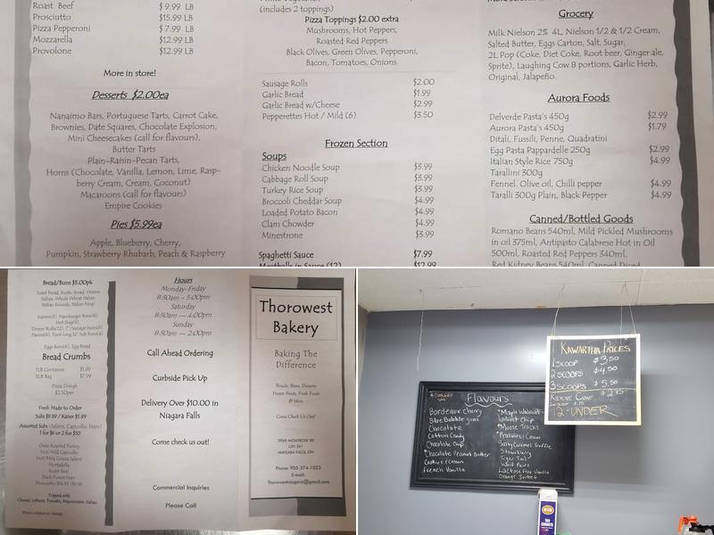 Thorowest Bakery Menu
