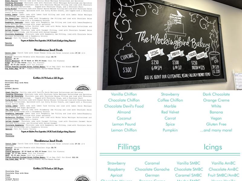 The Mockingbird Bakery Menu