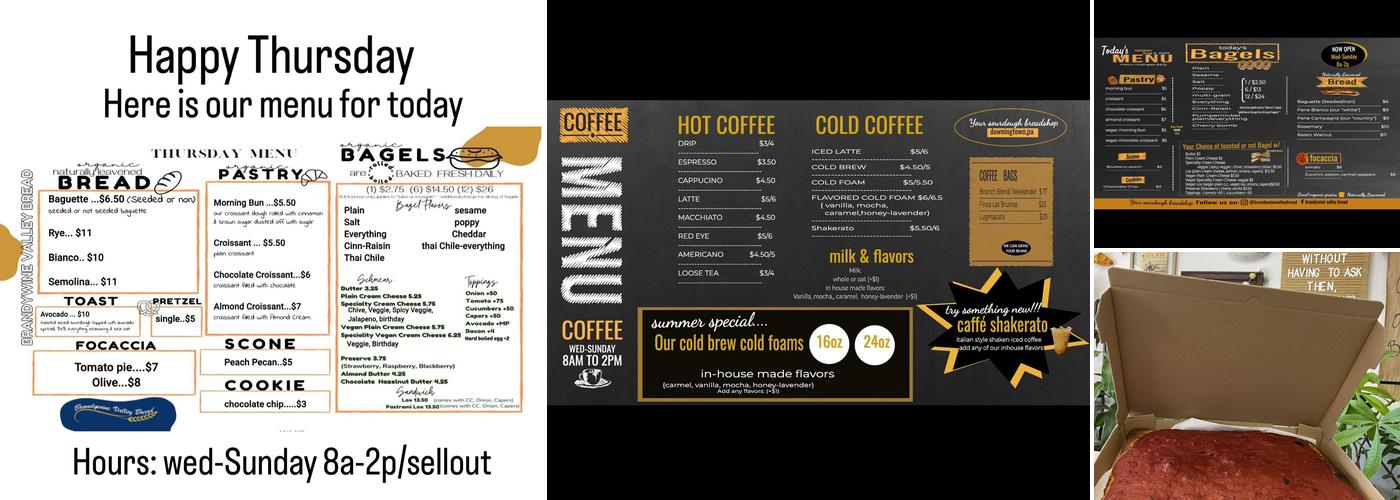 Brandywine Valley Bread Menu
