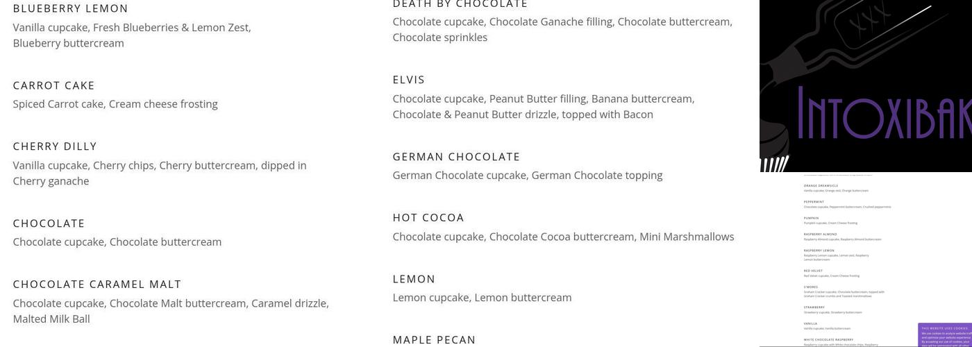 Intoxibakes Menu