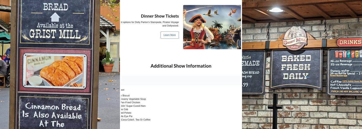 Grist Mill & Cinnamon Bread Menu