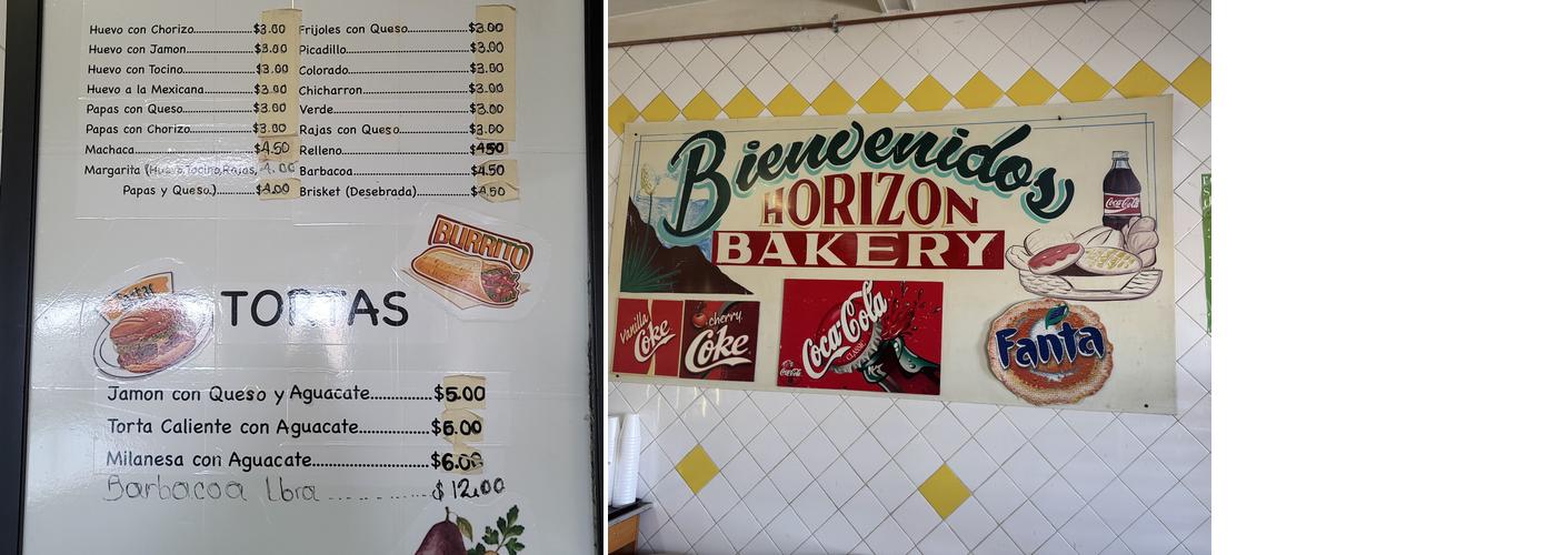 Horizon Bakery Menu