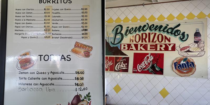 Horizon Bakery Menu