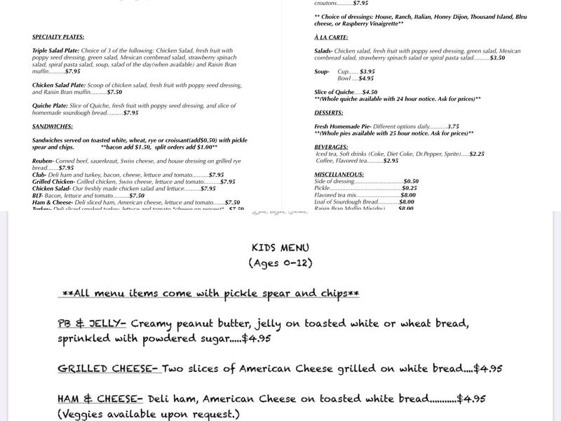 Our Special Touch Menu