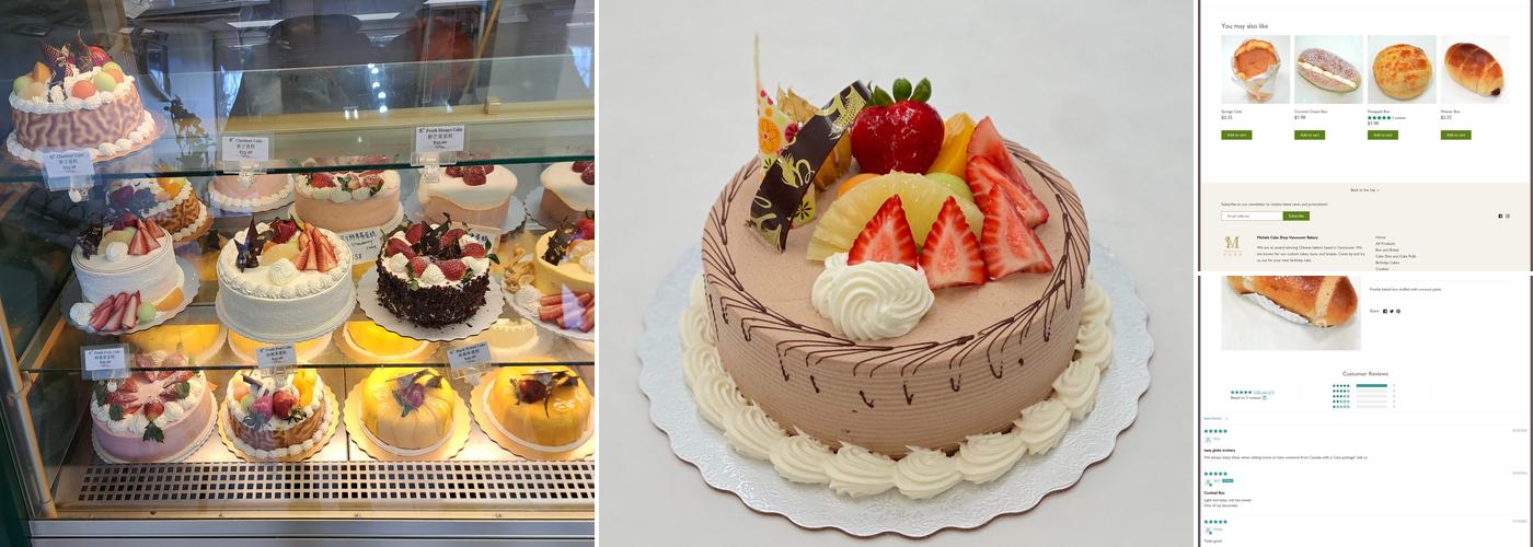 Michele Cake Shop Menu