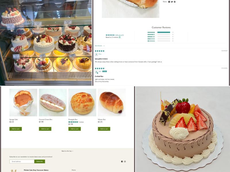 Michele Cake Shop Menu