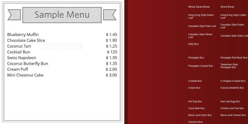 Anna's Cake House Menu