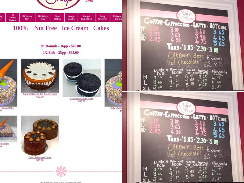 The Cake Shop Menu