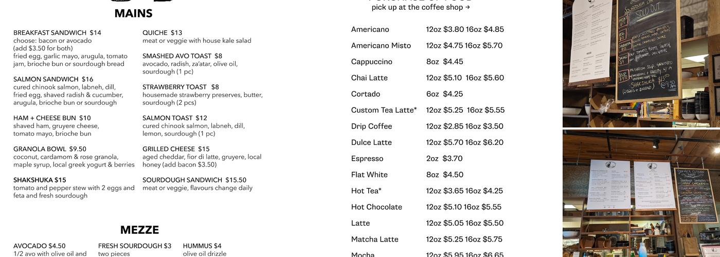 Sidewalk Citizen Bakery Menu