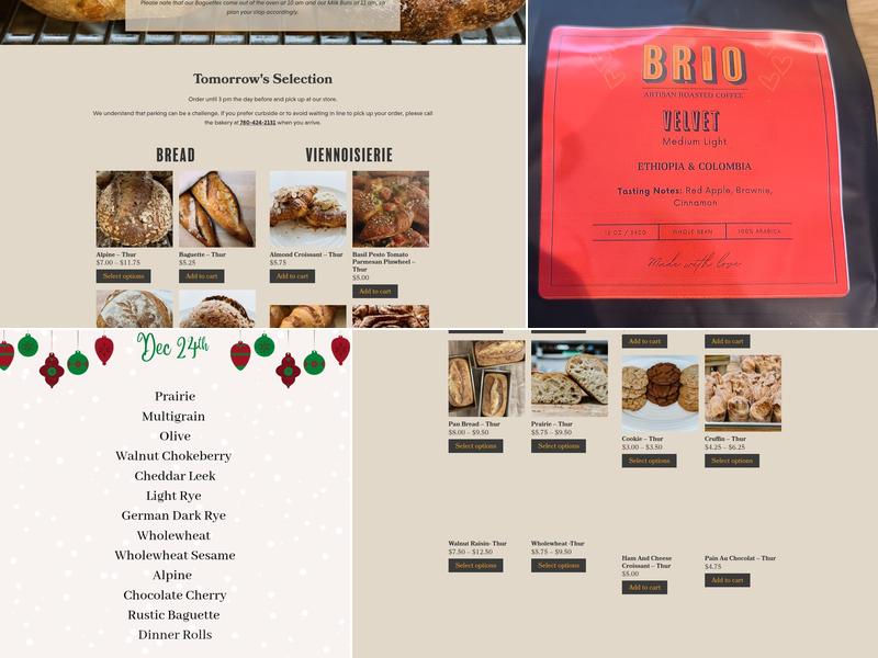 Brio Bakery Menu