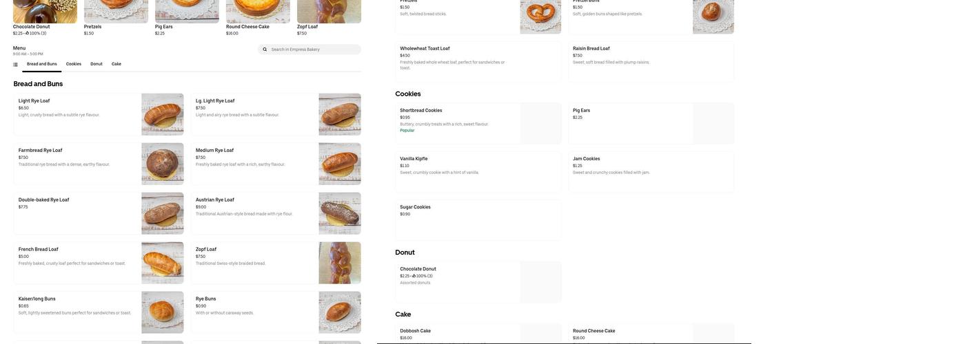 Empress Bakery LTD Menu