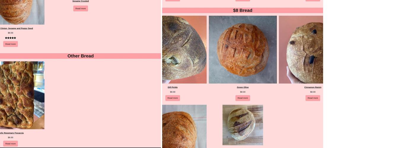 Eadha Bakery Worker Co-op Menu