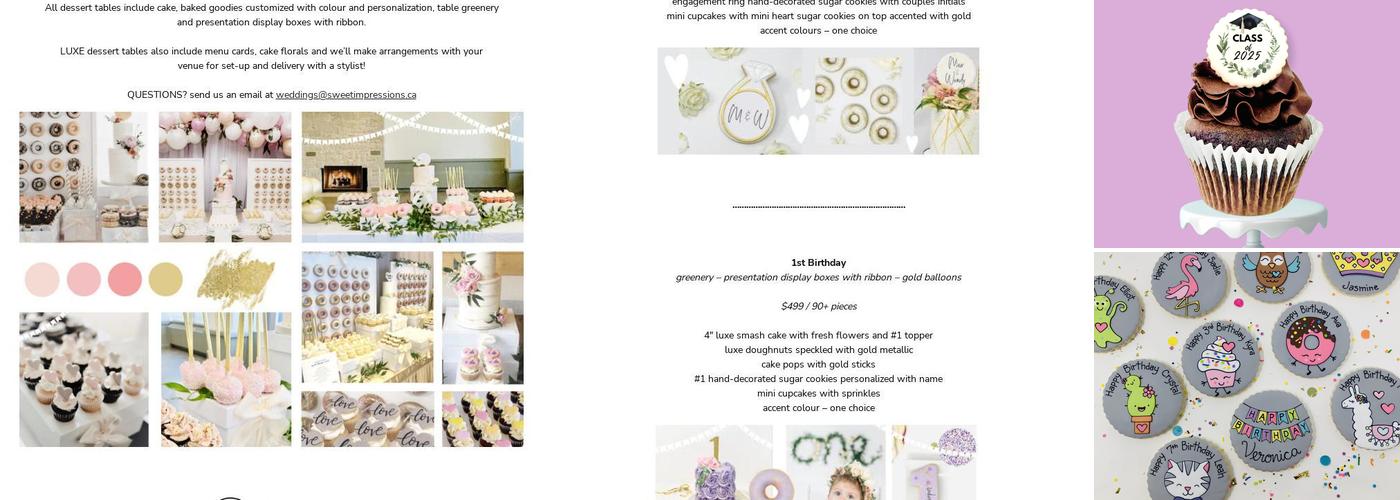 Sweet Impressions Menu