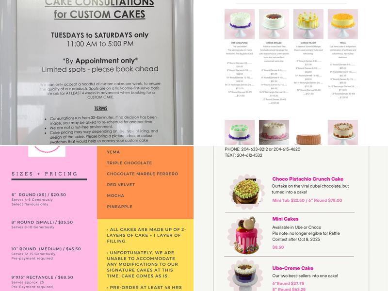 Sugar Blooms and Cakes Inc. Menu