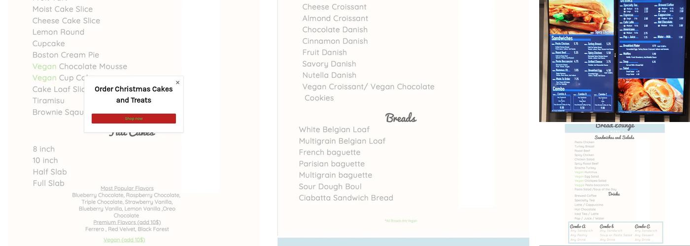 The Bread Lounge Bakery Menu