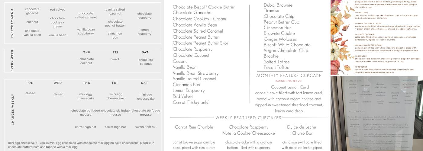 Layers Cupcakes Menu