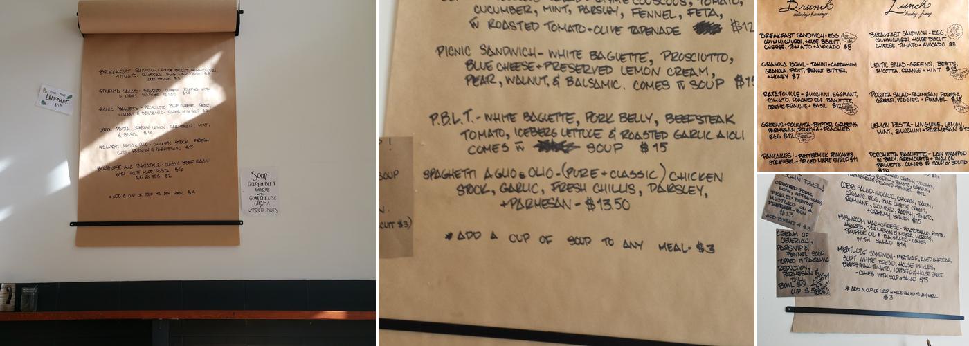 Ruth & Dean - Luncheonette & Bakery Menu
