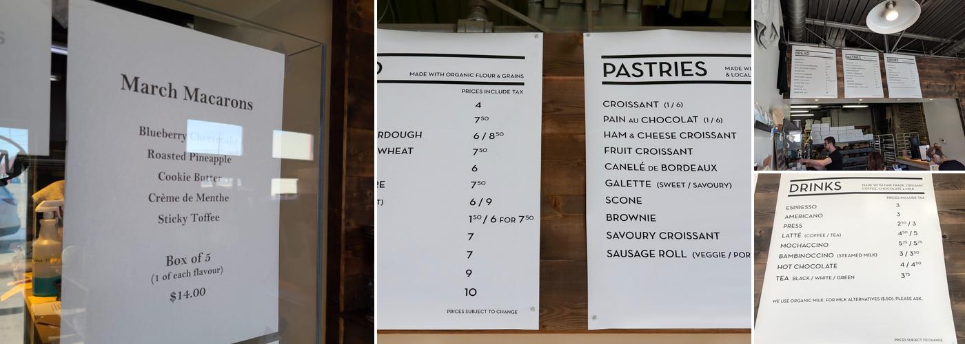 The Night Oven Bakery Menu