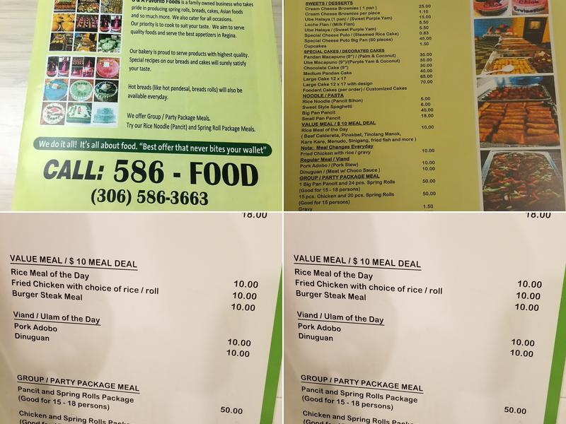S&A Favorito Foods Menu