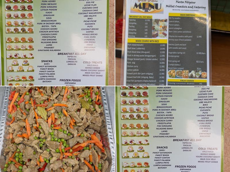 Fiesta Filipino Millet creative and catering Menu