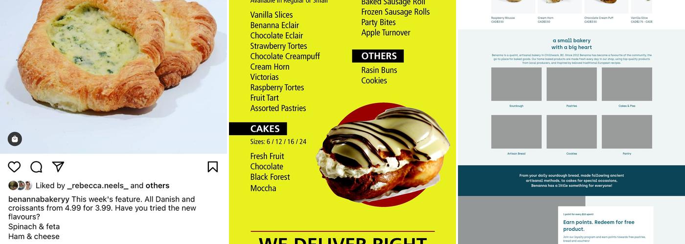 Benanna Bakery Menu