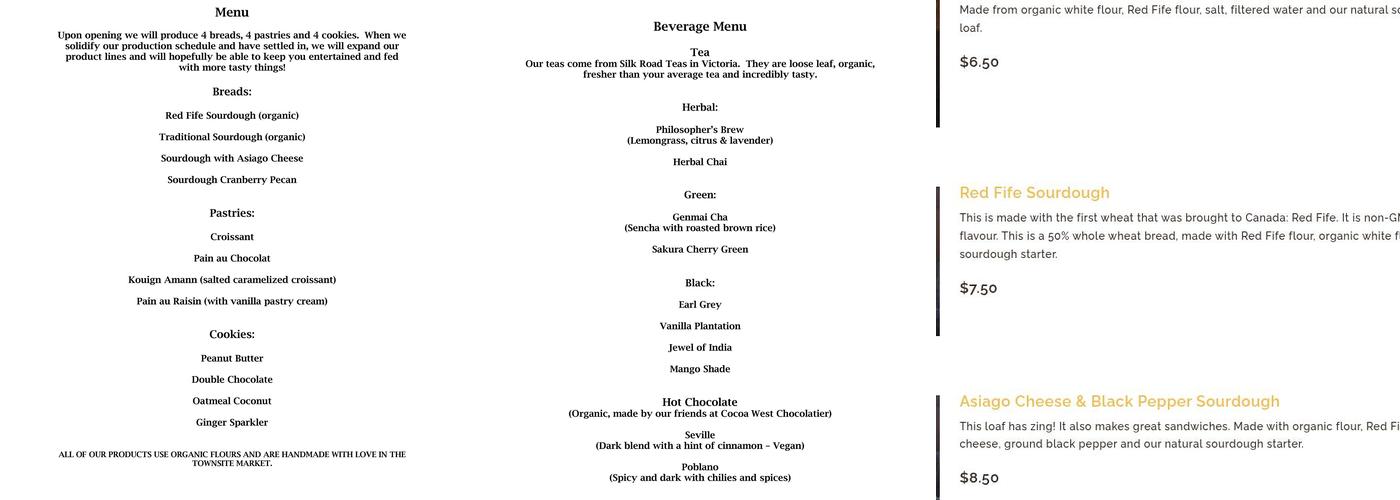 Hearth & Grain Menu