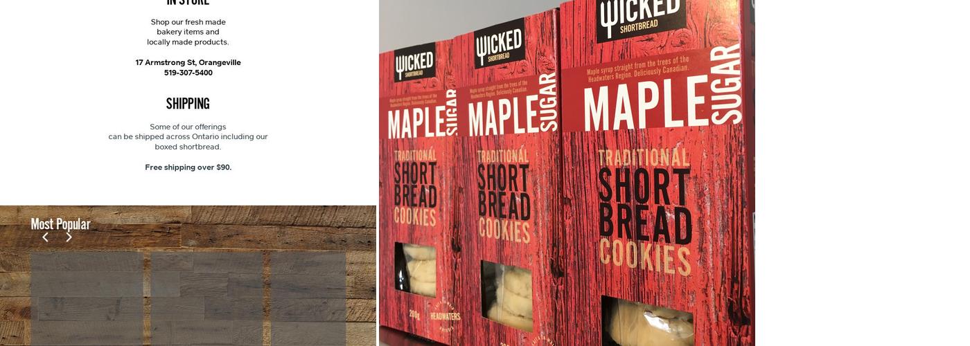 Wicked Shortbread Menu