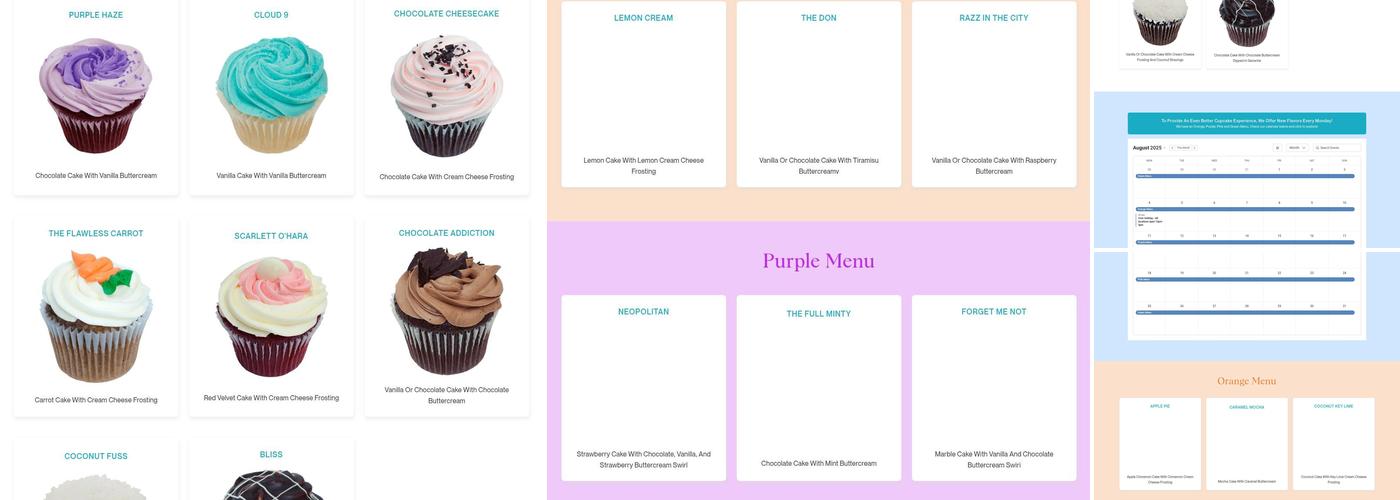 Fuss Cupcakes Menu