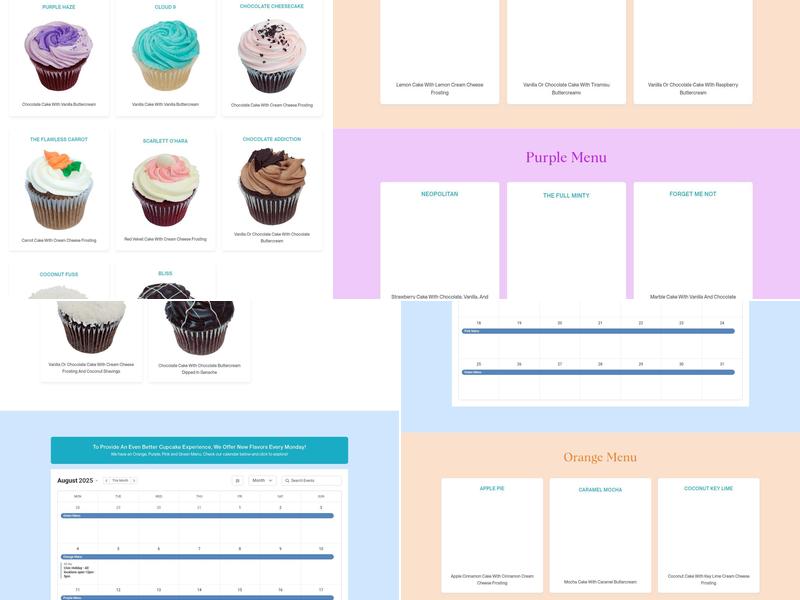 Fuss Cupcakes Menu