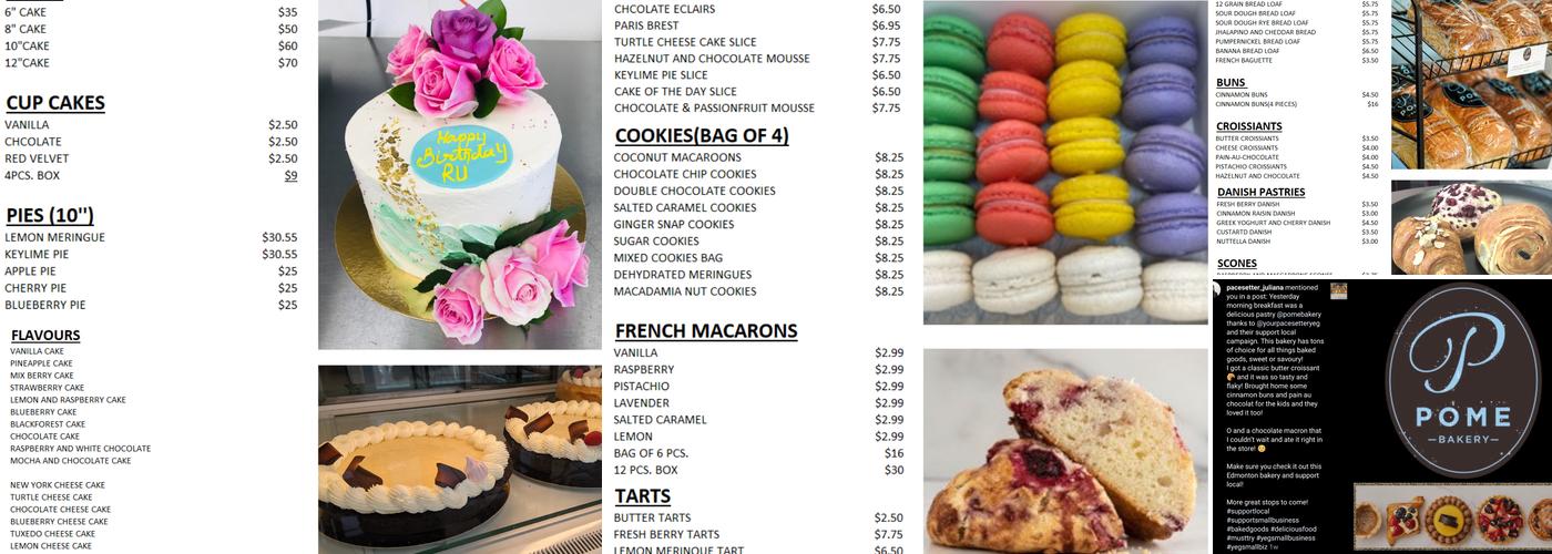 Pome Bakery Menu