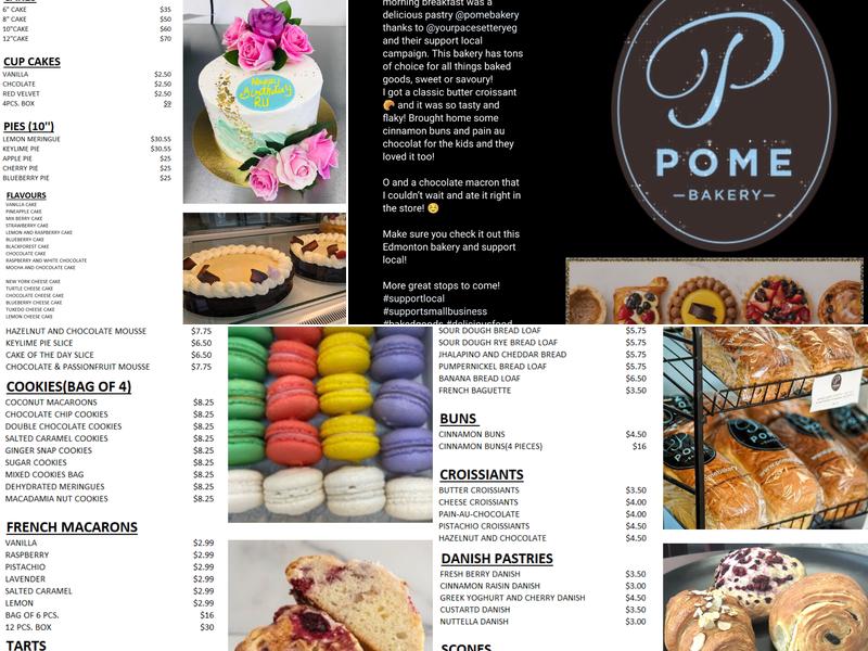 Pome Bakery Menu