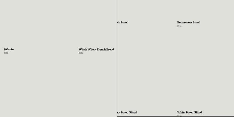 ONE STOP BAKERY Menu