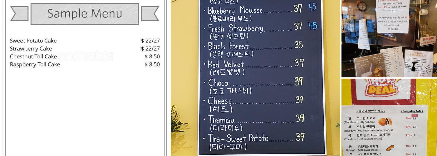 Mr. Paris Bakery Menu