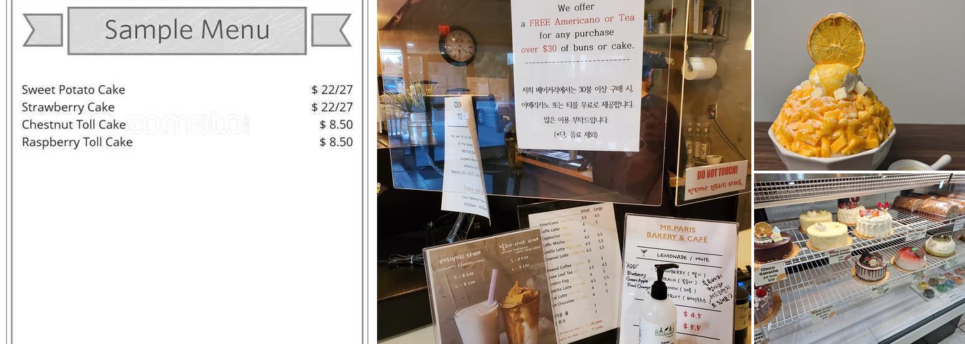 Mr. Paris Bakery Menu