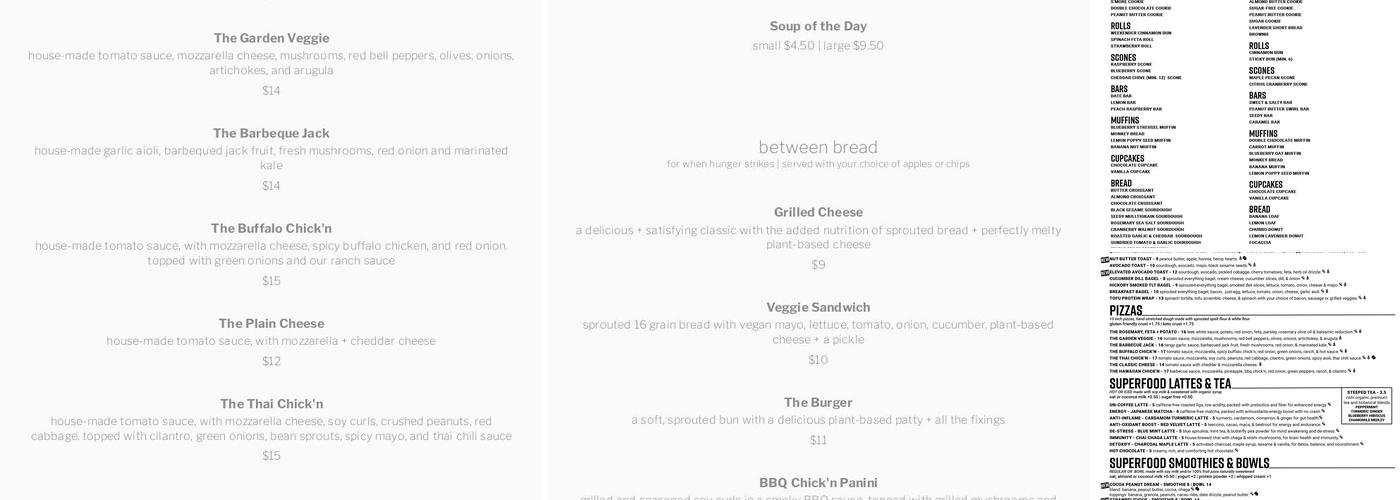 Sprouted Oven Menu