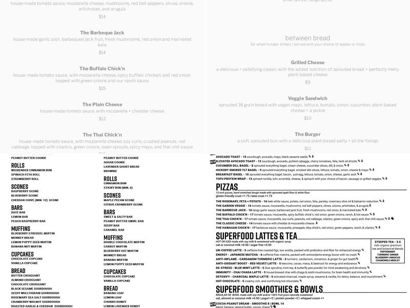 Sprouted Oven Menu