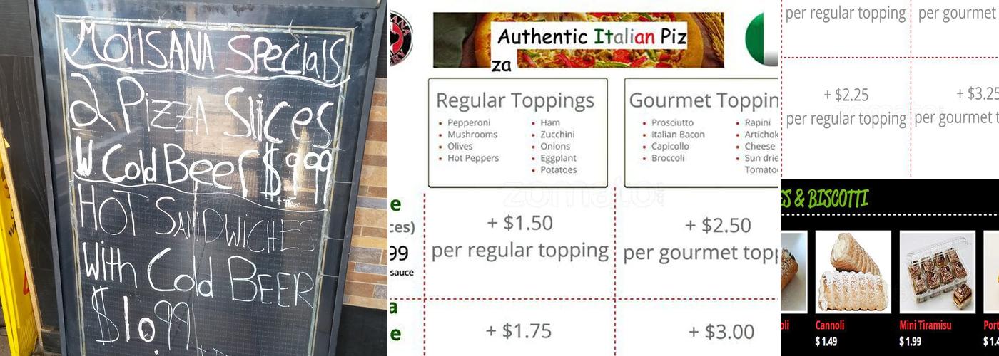 Molisana Bakery Menu