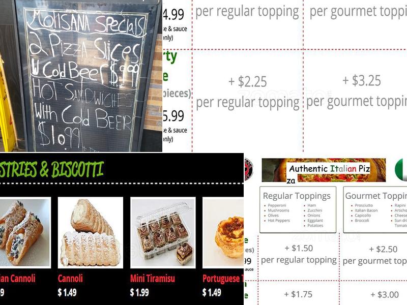 Molisana Bakery Menu