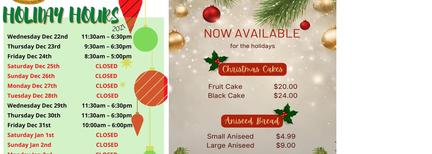 Naraine's Bakery Inc Menu