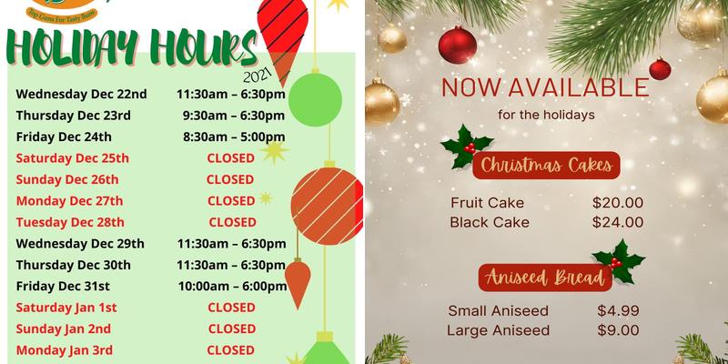 Naraine's Bakery Inc Menu