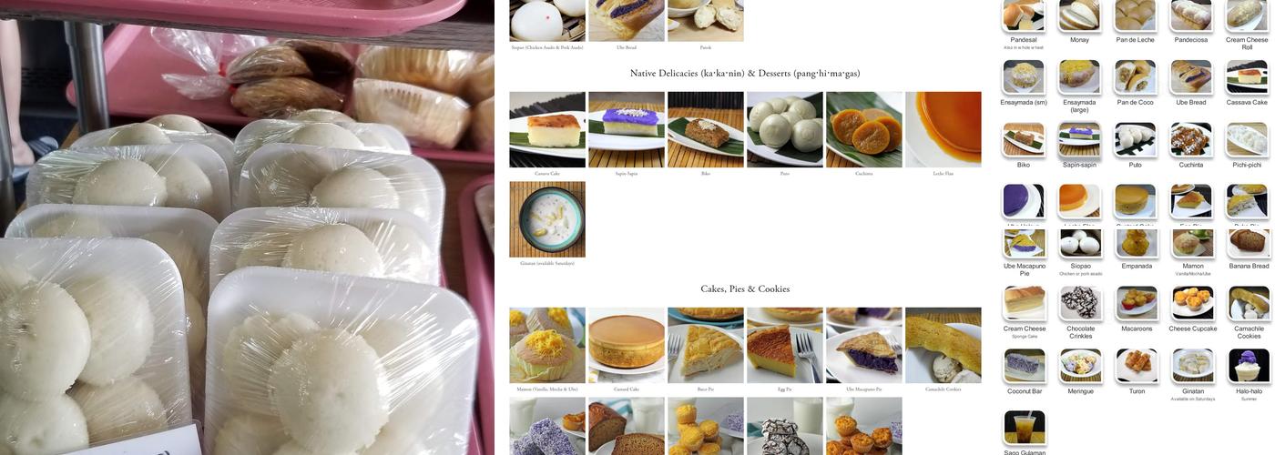 Baker's Best Bakery Menu