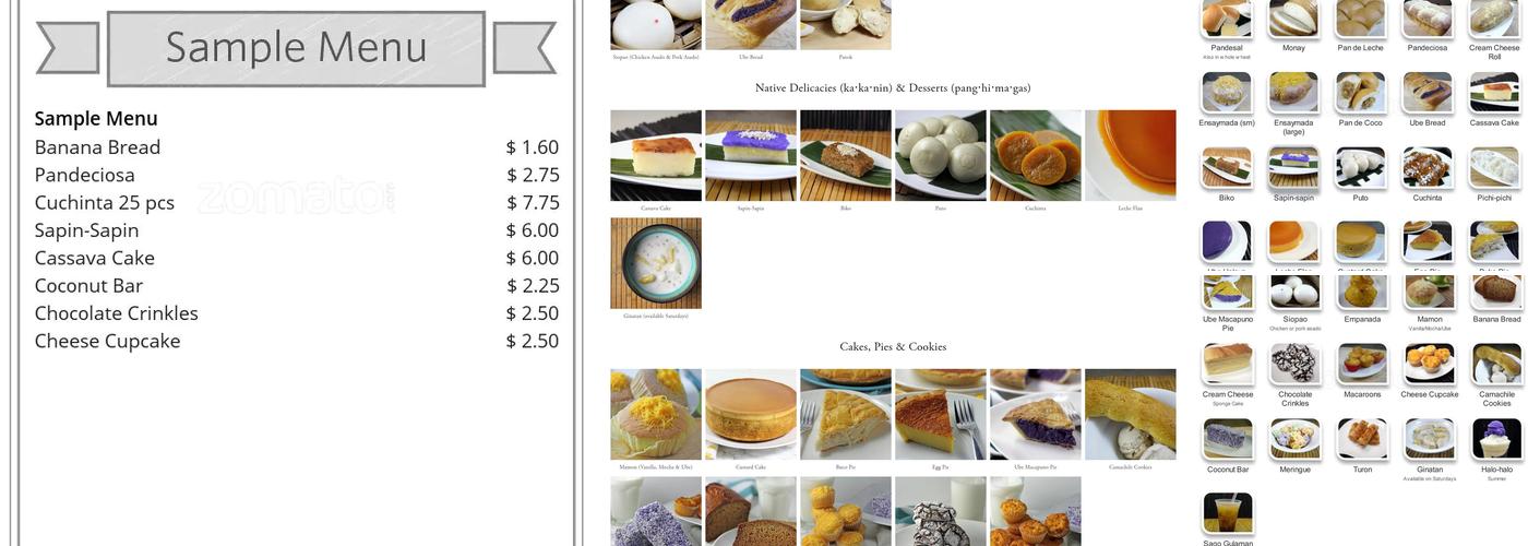 Baker's Best Bakery Menu