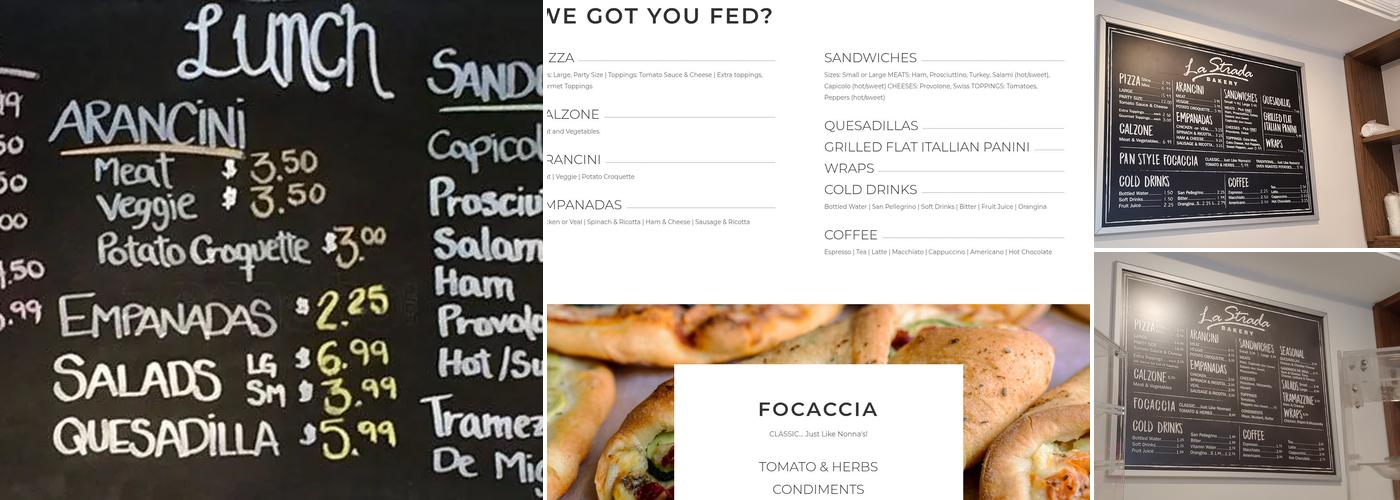 La Strada Bakery Ltd Menu